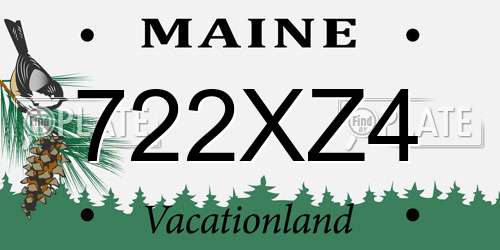 722XZ4 Maine License Plate