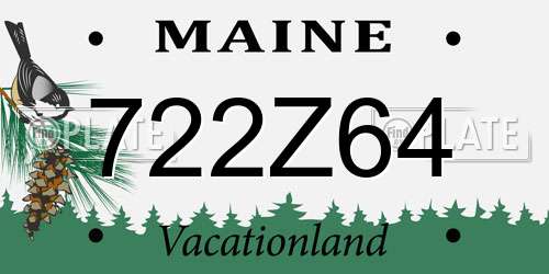 722Z64 Maine License Plate