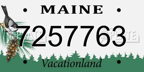 7257763 Maine License Plate