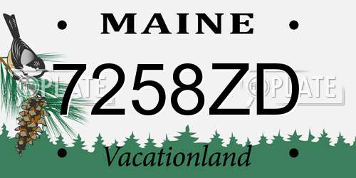 7258ZD Maine License Plate