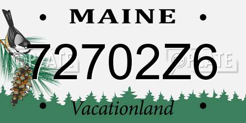 72702Z6 Maine License Plate