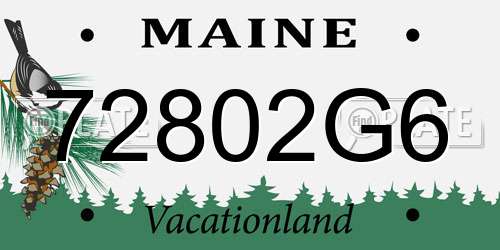 72802G6 Maine License Plate