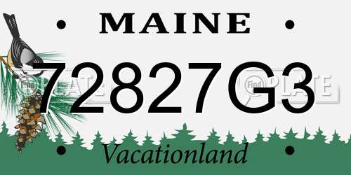 72827G3 Maine License Plate