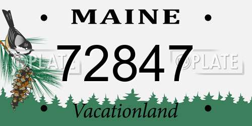 72847 Maine License Plate