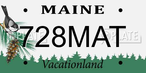 728MAT Maine License Plate