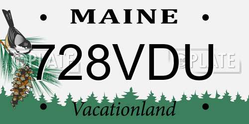 728VDU Maine License Plate