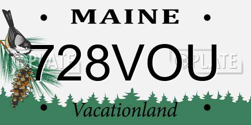 728VOU Maine License Plate