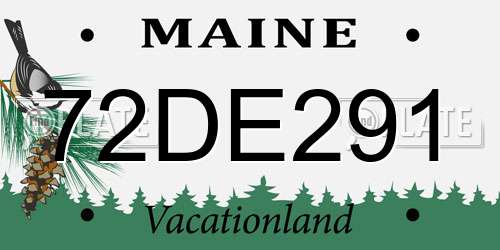 72DE291 Maine License Plate