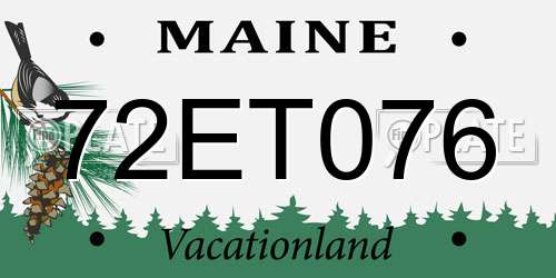 72ET076 Maine License Plate