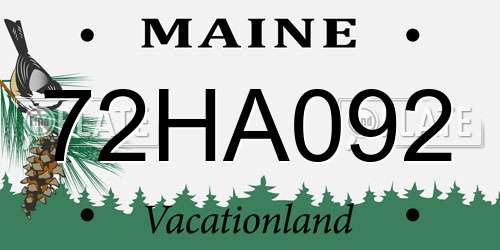 72HA092 Maine License Plate