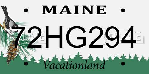 72HG294 Maine License Plate