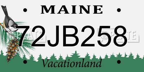 72JB258 Maine License Plate