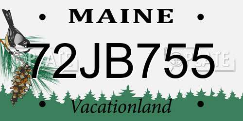 72JB755 Maine License Plate