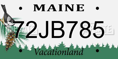 72JB785 Maine License Plate