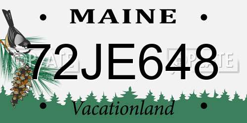 72JE648 Maine License Plate