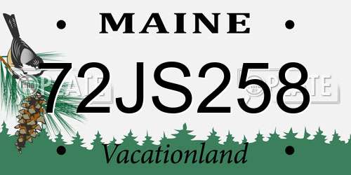 72JS258 Maine License Plate