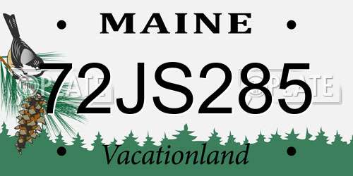 72JS285 Maine License Plate
