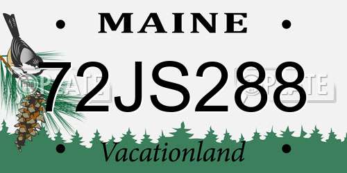 72JS288 Maine License Plate
