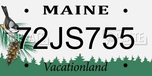 72JS755 Maine License Plate