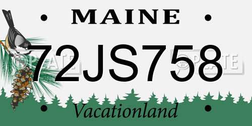 72JS758 Maine License Plate