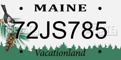 72JS785 Maine License Plate