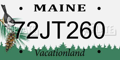 72JT260 Maine License Plate