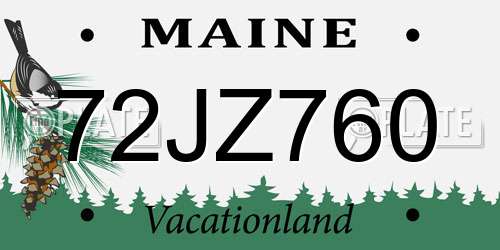 72JZ760 Maine License Plate