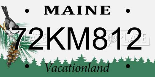 72KM812 Maine License Plate