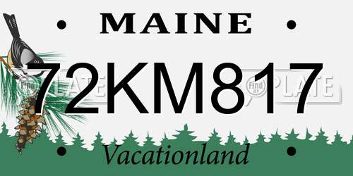72KM817 Maine License Plate