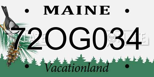 72OG034 Maine License Plate