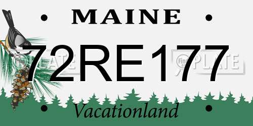 72RE177 Maine License Plate