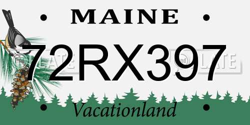 72RX397 Maine License Plate