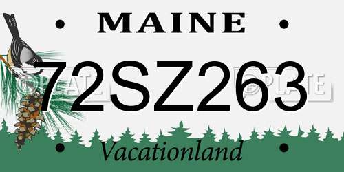 72SZ263 Maine License Plate