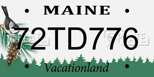 72TD776 Maine License Plate