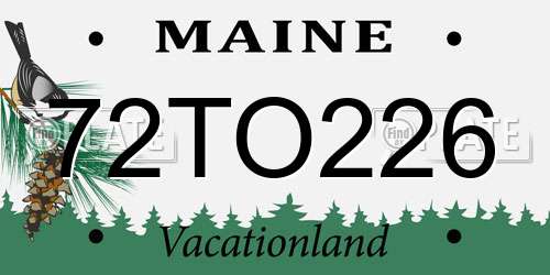 72TO226 Maine License Plate