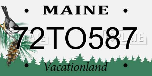 72TO587 Maine License Plate