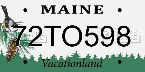72TO598 Maine License Plate