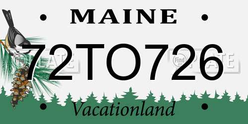 72TO726 Maine License Plate