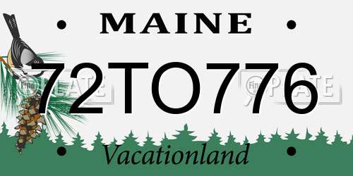 72TO776 Maine License Plate