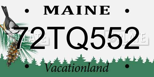 72TQ552 Maine License Plate