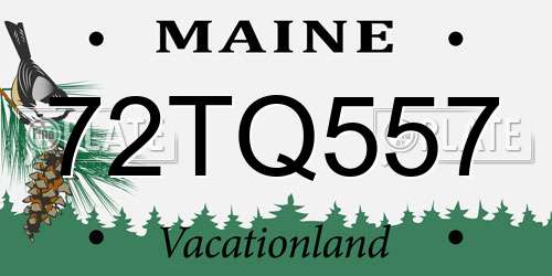 72TQ557 Maine License Plate