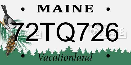 72TQ726 Maine License Plate