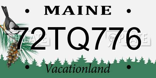 72TQ776 Maine License Plate