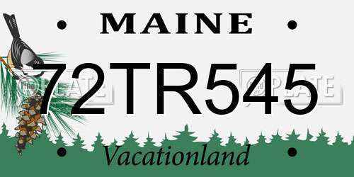 72TR545 Maine License Plate