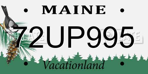 72UP995 Maine License Plate