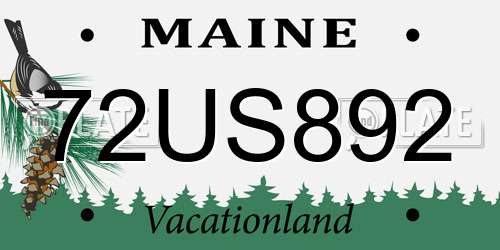 72US892 Maine License Plate