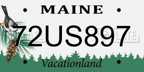 72US897 Maine License Plate