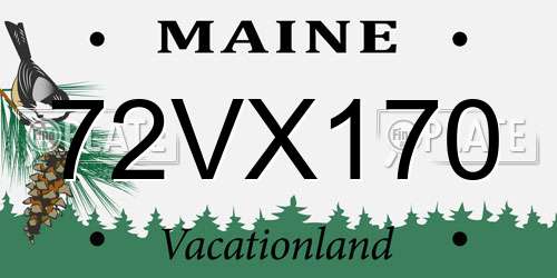 72VX170 Maine License Plate