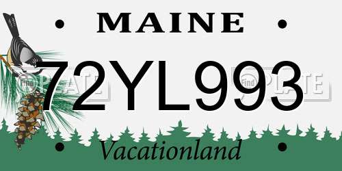 72YL993 Maine License Plate