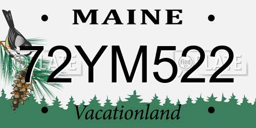 72YM522 Maine License Plate